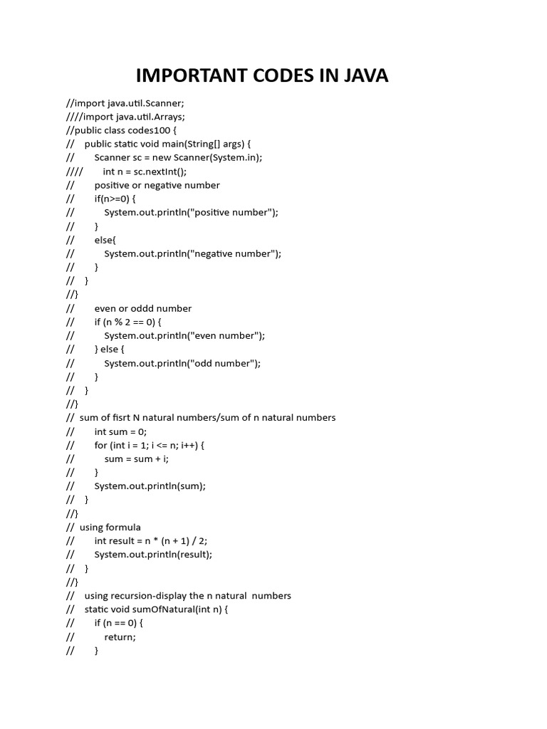 Essential Java Code Examples | PDF | Integer (Computer Science ...