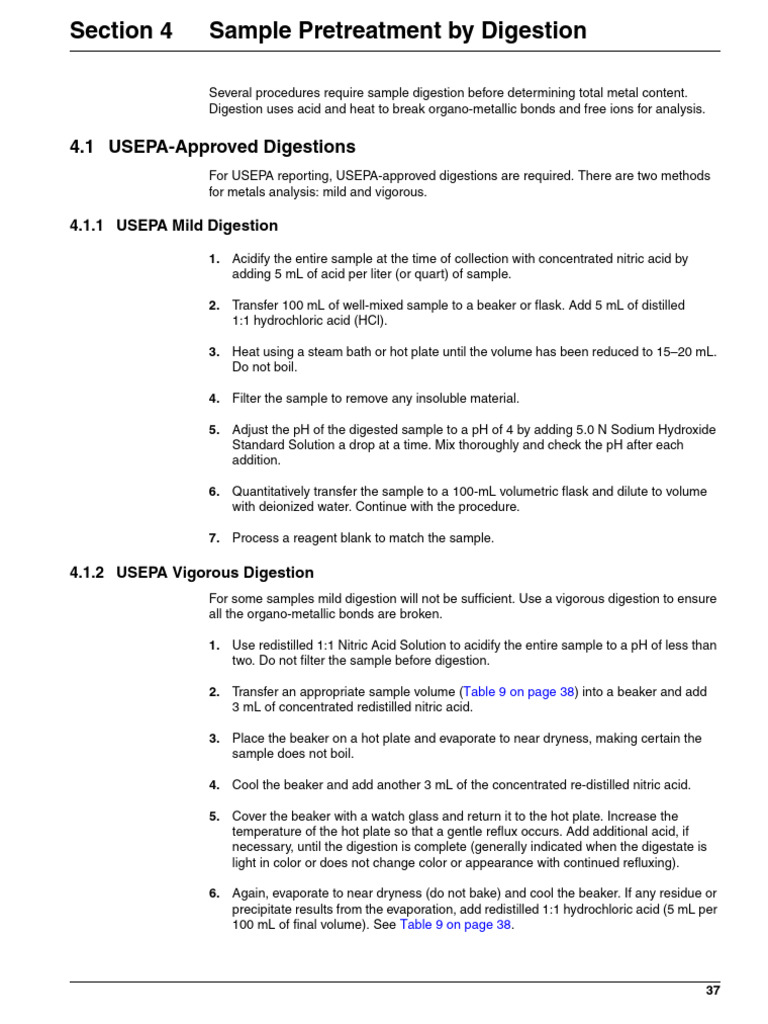 Sample Digestion | PDF | Acid | Ph
