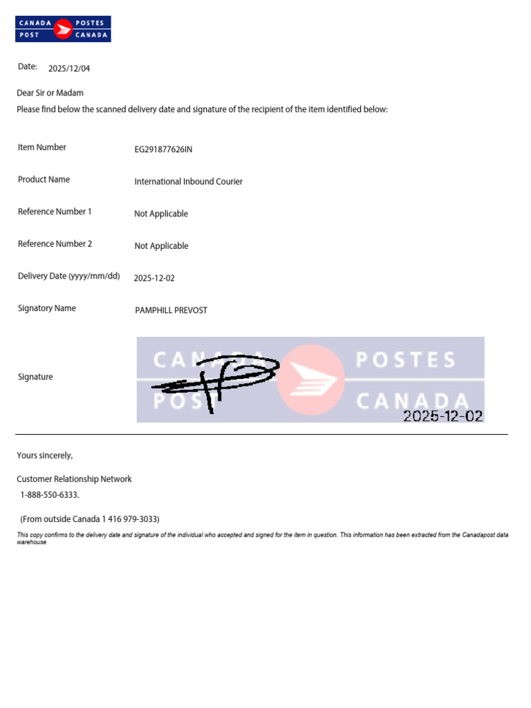 Delivery Confirmation and Signature Record | PDF