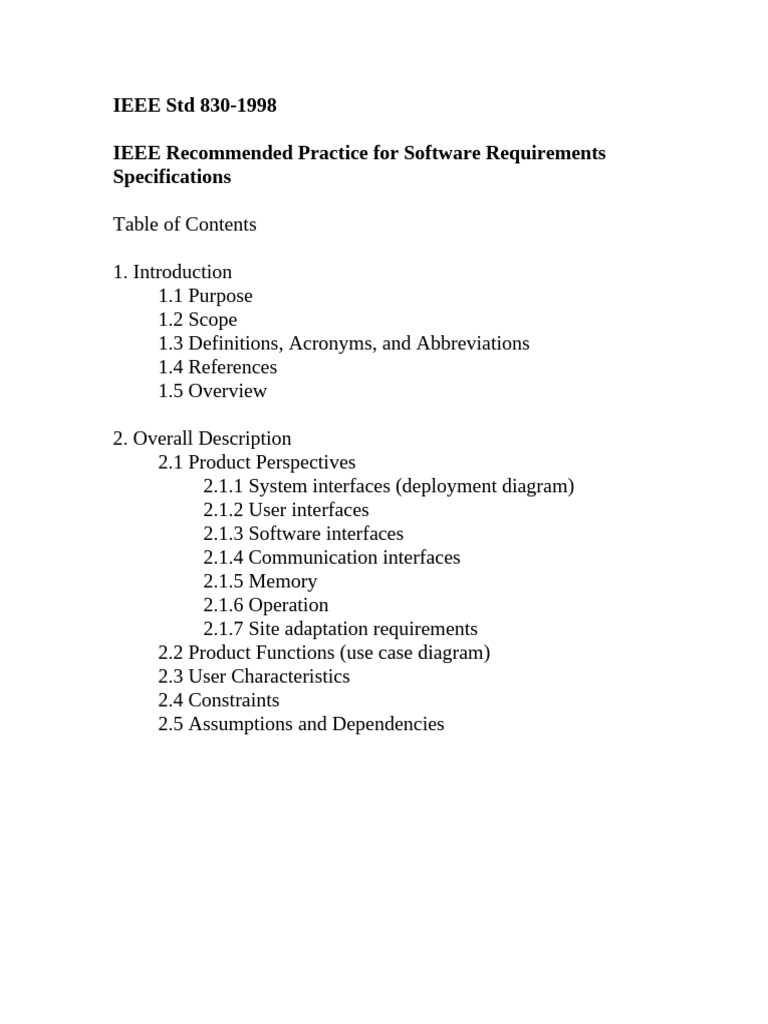 IEEE Software Requirements Standards | PDF