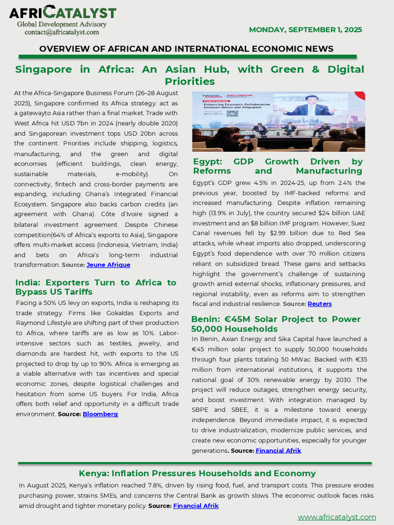 African Economic News Overview - Sept 2025 | PDF | Inflation | Exports