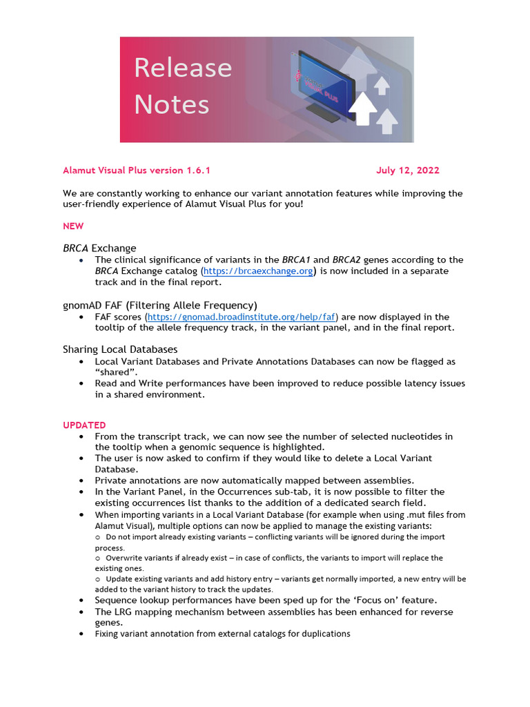 Alamut Visual Plus 1.6.1 Release Notes | PDF | Gene | Intron