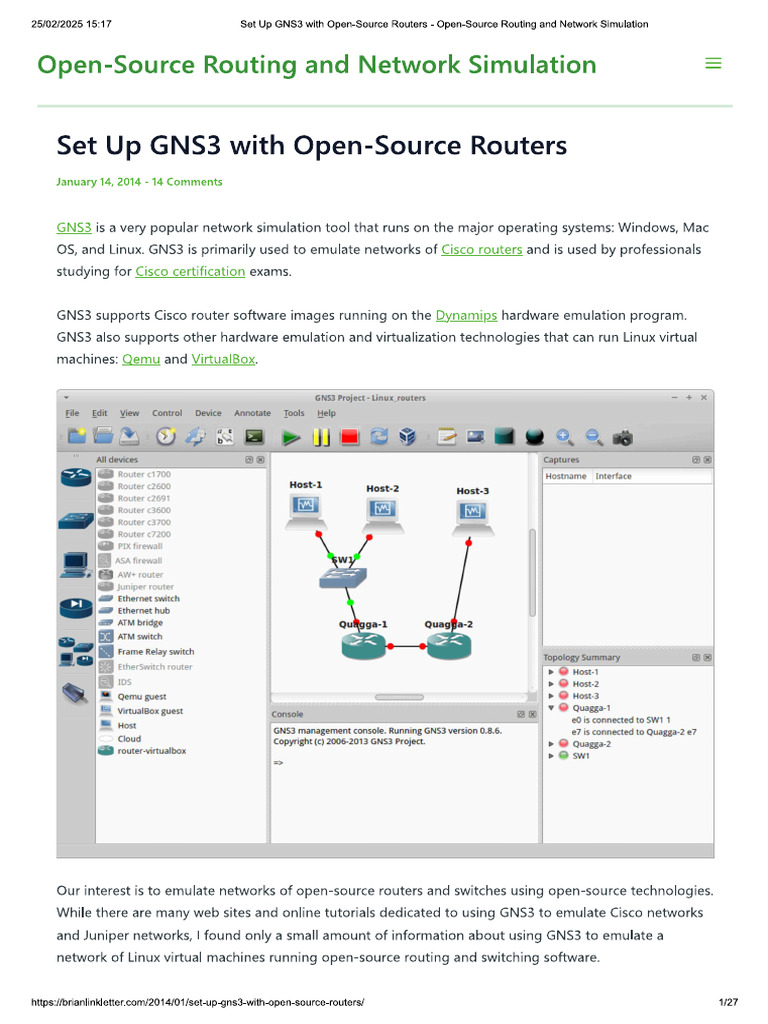 Open Source Router GNS3 | PDF