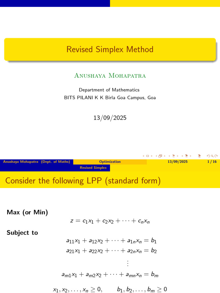 Revised Simplex Method Explained | PDF | Mathematics | Mathematical ...