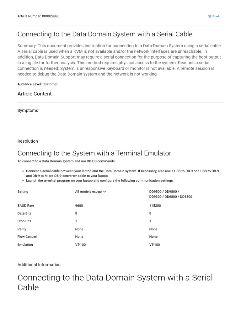 Connect Data Domain via Serial Cable | PDF | Computer Terminal ...