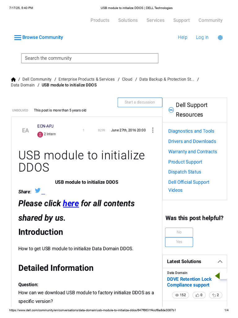USB Module for Data Domain DDOS Initialization | PDF | Usb | Computing