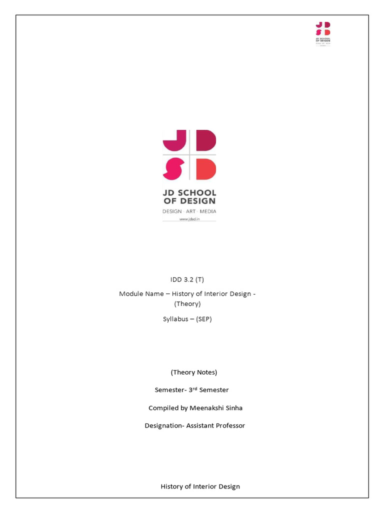 History of Interior Design Overview | PDF | Column | Furniture