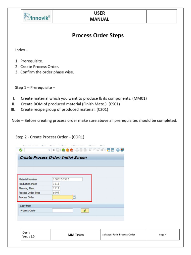 Process Order User Manual Guide | PDF | Computing