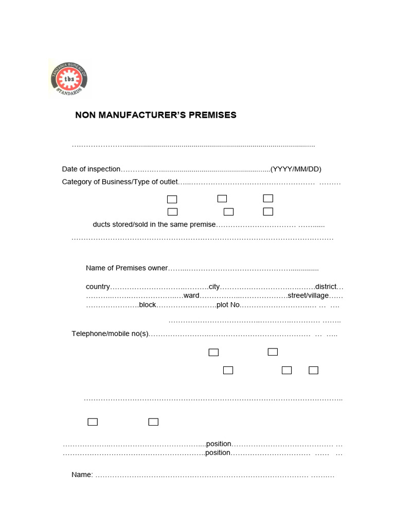 Premises Registration Initial Checklist, Non Manufacturer | PDF ...