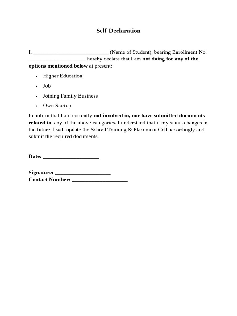 Self Declaration | PDF
