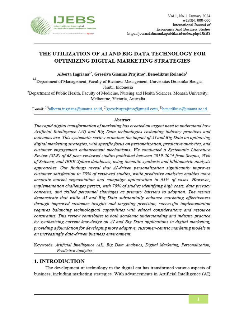 The Utilization of Ai and Big Data Technology For Optimizing Digital ...