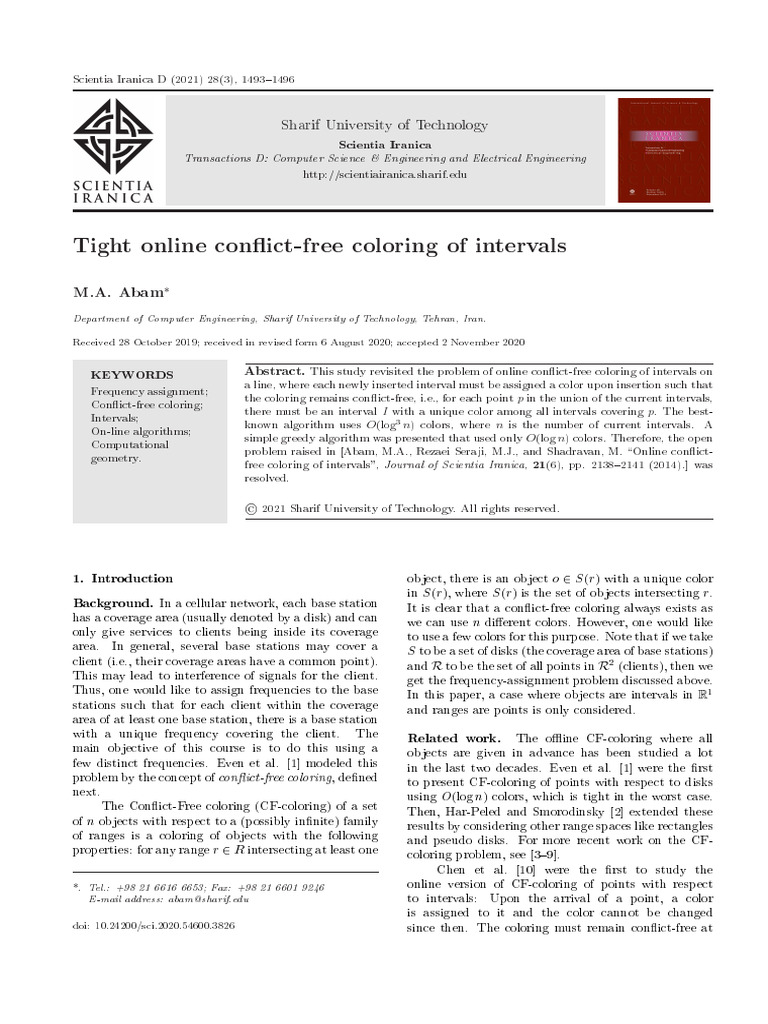 Online Conflict-Free Coloring of Intervals | PDF | Interval ...