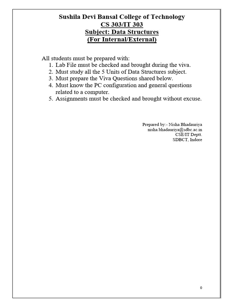 Data Structures Viva Preparation Guide | PDF | Queue (Abstract Data ...