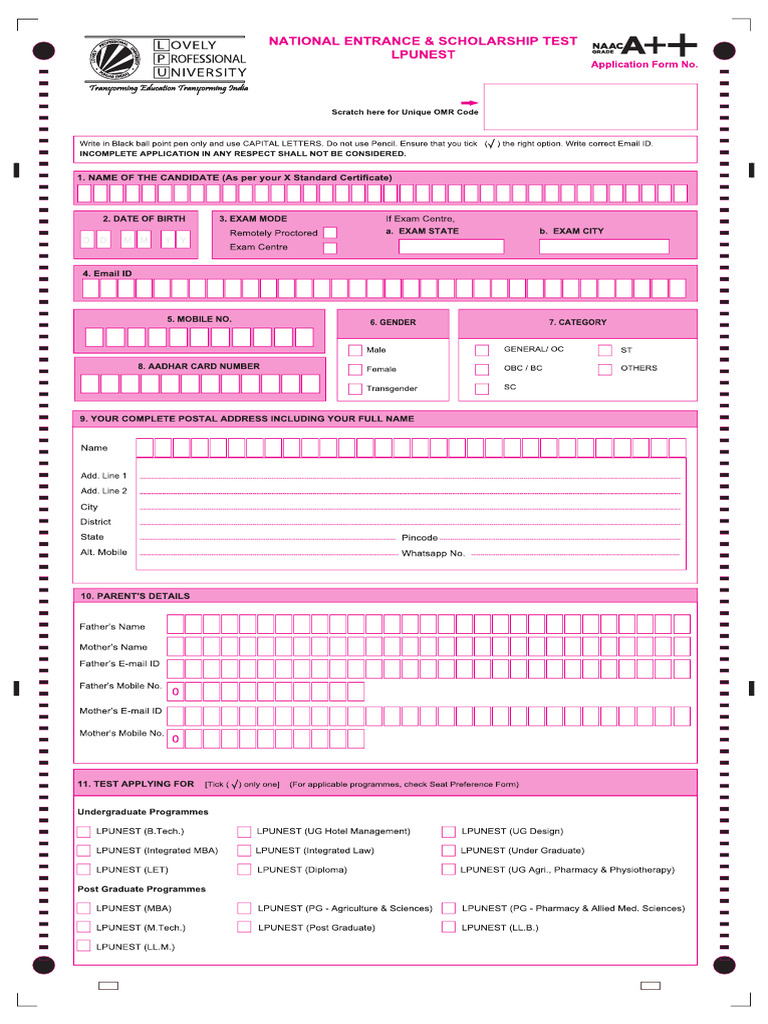 OMR Sheet Lpu | PDF