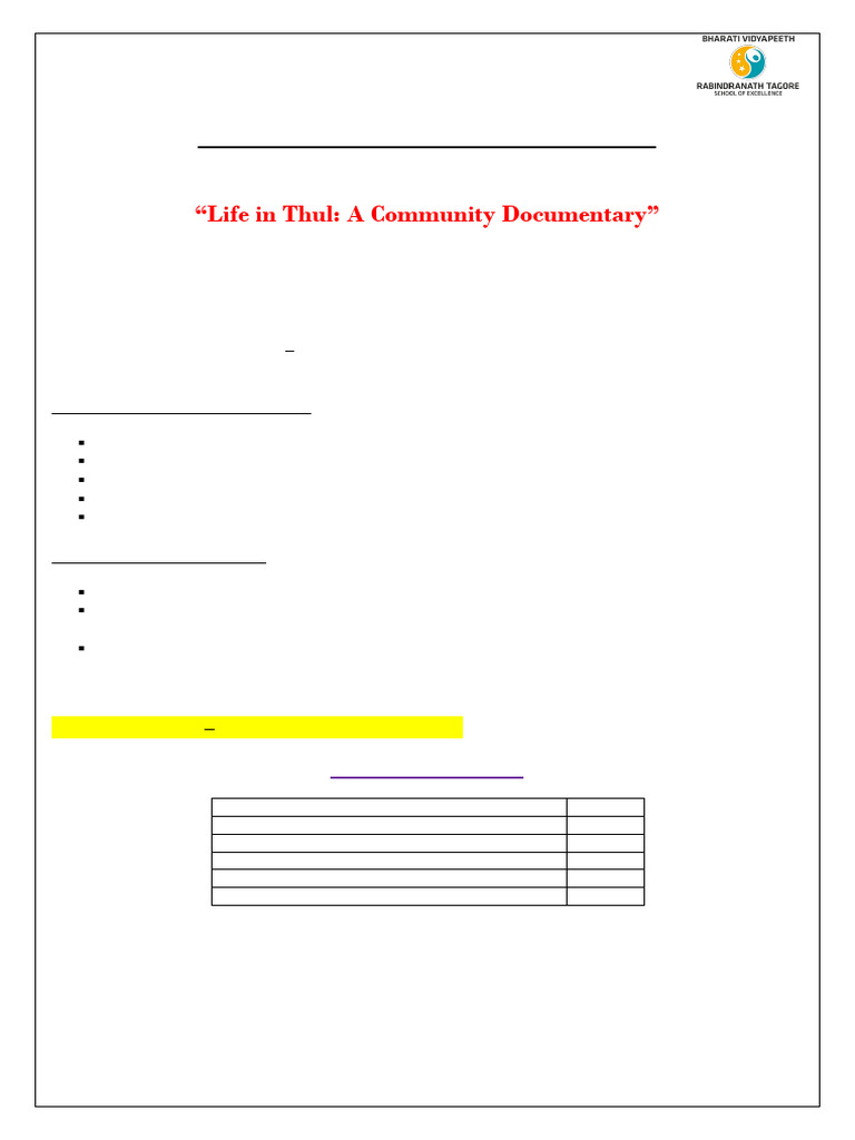Thul Community Documentary Project Guide | PDF