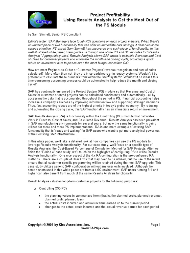 Using Results Analysis To Get The Most Out of The PS Module | PDF ...