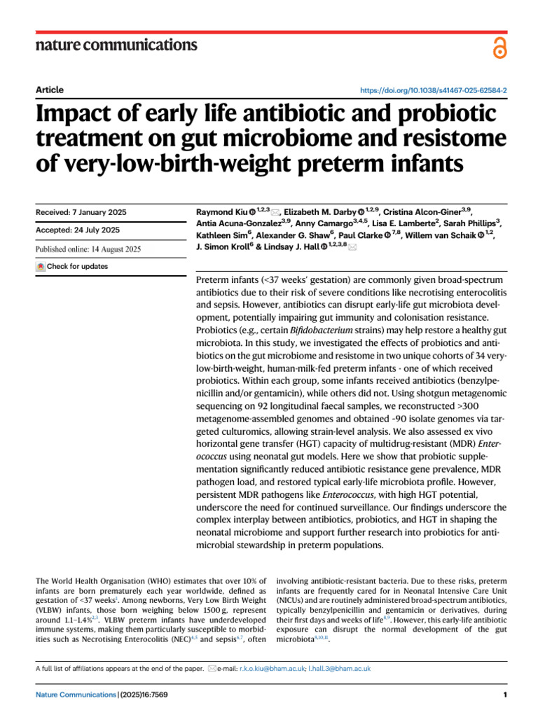 Impact of Antibiotics and Probiotics on Preterm Gut Microbiome | PDF ...