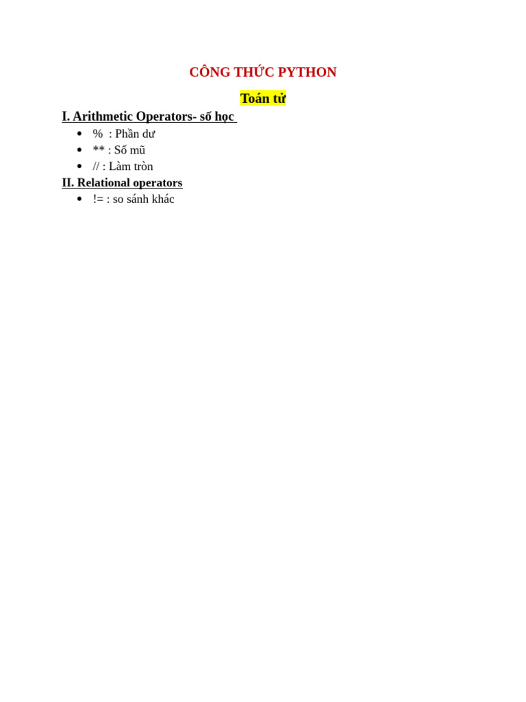 Công TH C Python | PDF