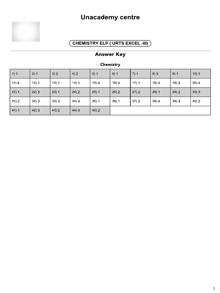 Key & Sol Chemistry Elp (Urts Excel-3) | PDF