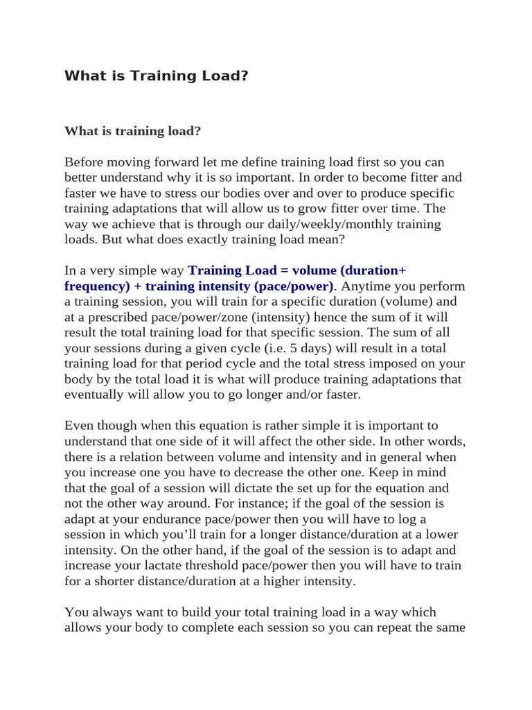 Understanding Training Load Explained | PDF