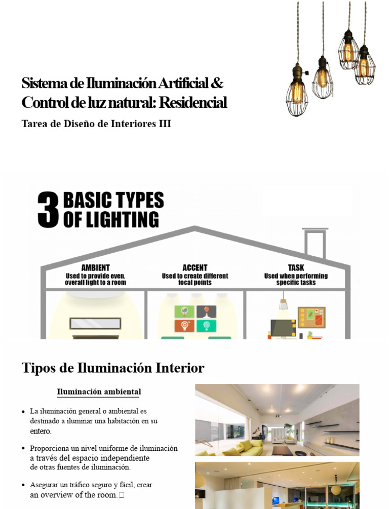 Iluminación Interior: Tipos y Diseño Eficaz | PDF | Ligero | Encendiendo
