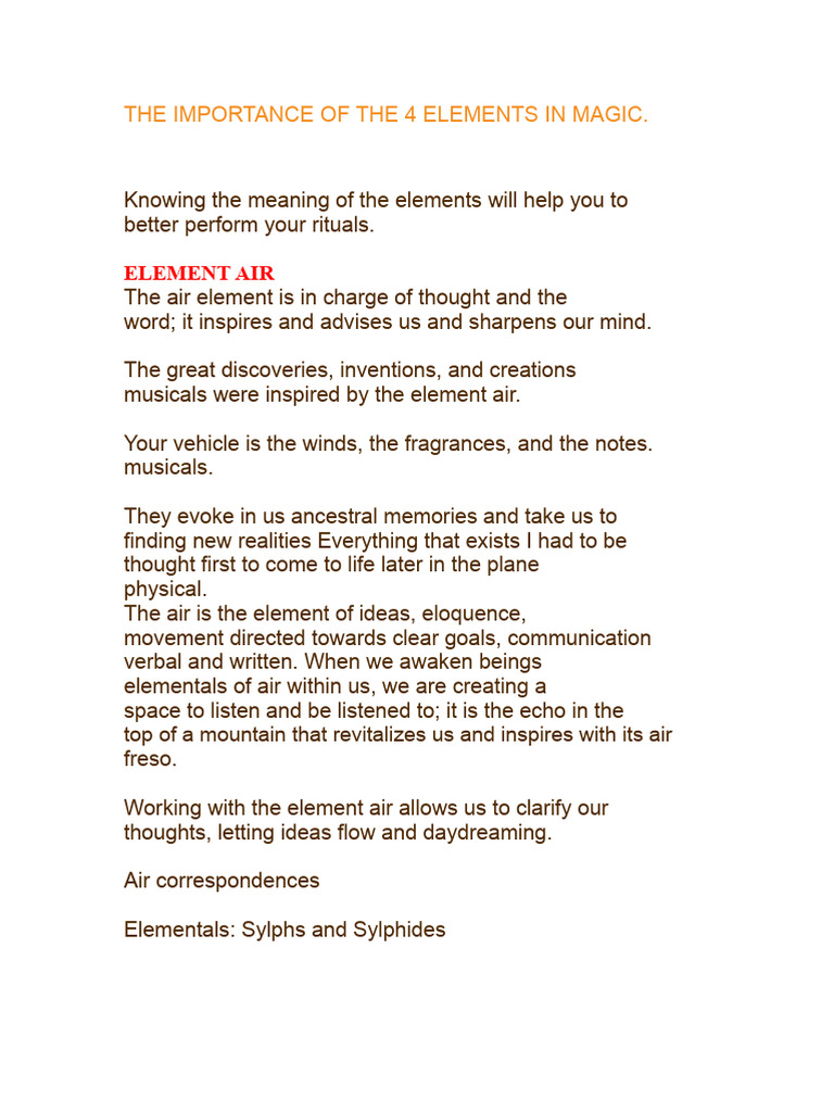 Understanding the Four Magic Elements | PDF