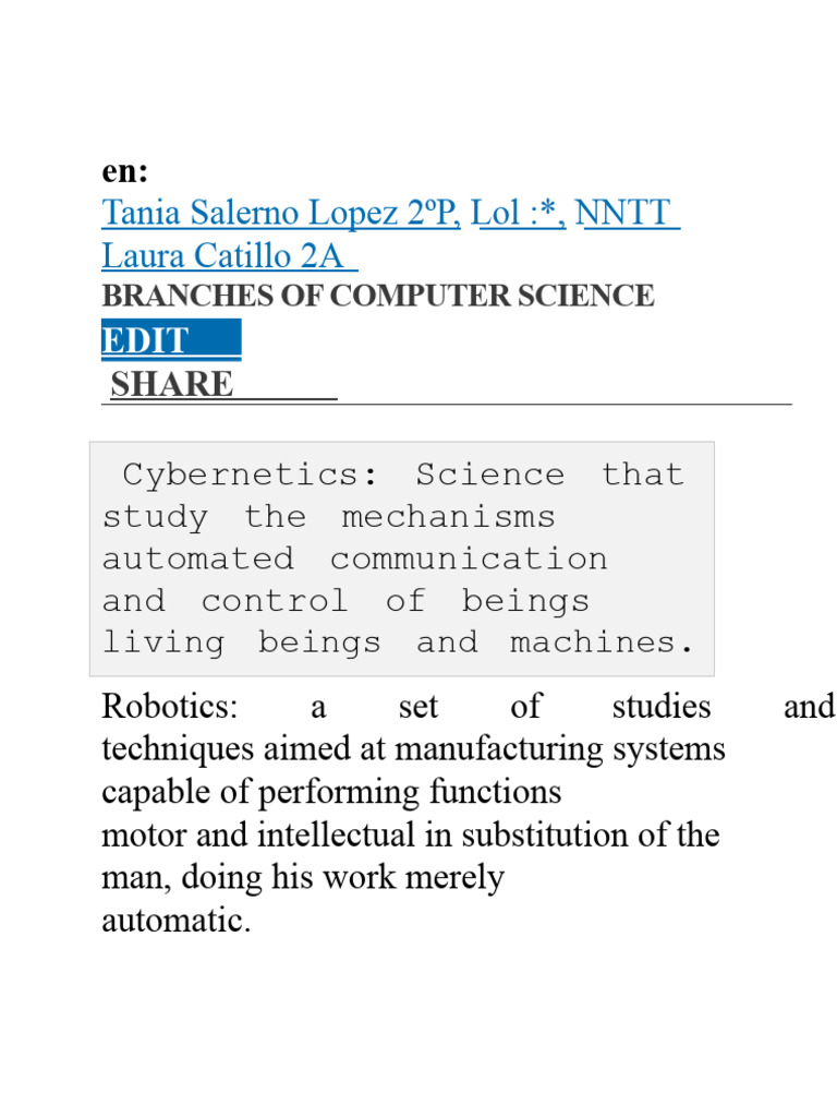 Branches of Computer Science Explained | PDF | Computer Science ...