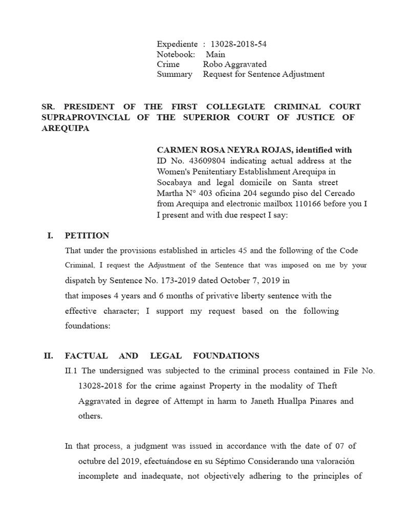 Adjustment of The Sentence | PDF | Sentence (Law) | Crimes