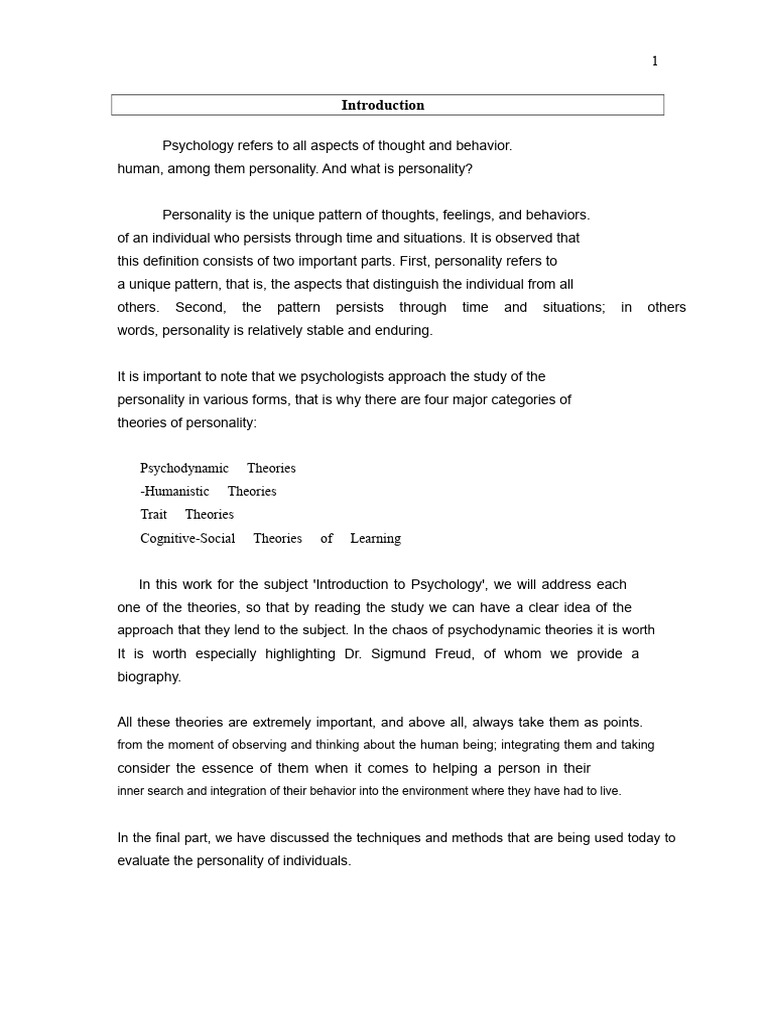 Overview of Personality Theories | PDF | Psychoanalysis | Psychotherapy