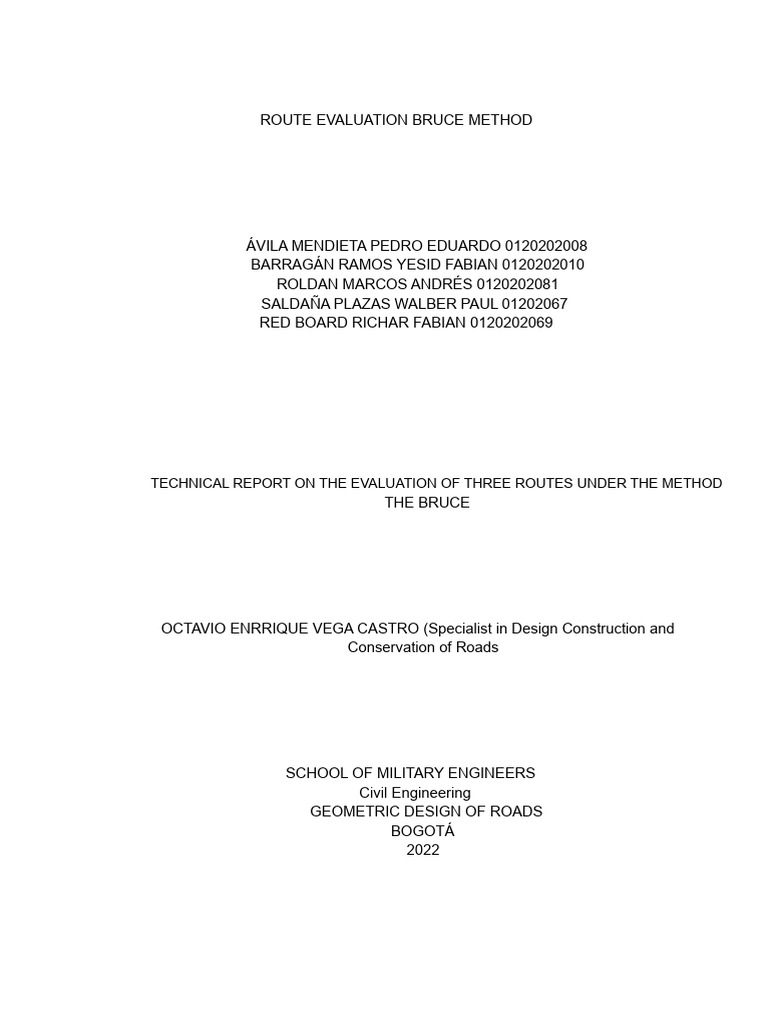 Bruce Method Route Evaluation Report | PDF