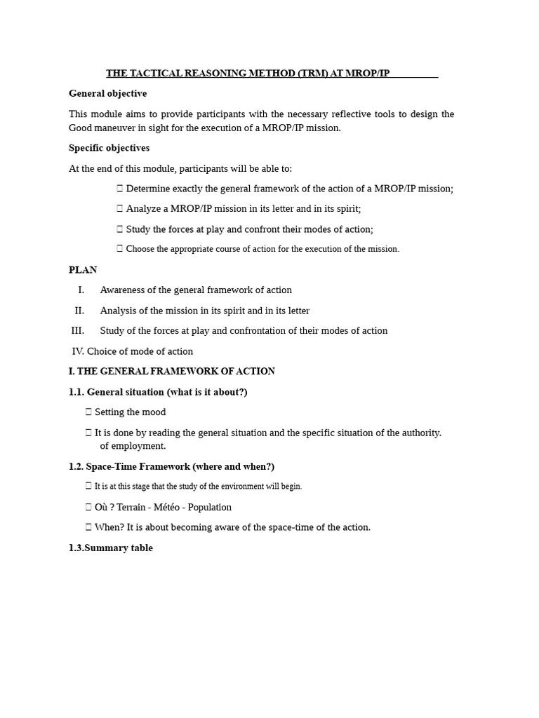 Tactical Reasoning Method for MROP/IP | PDF