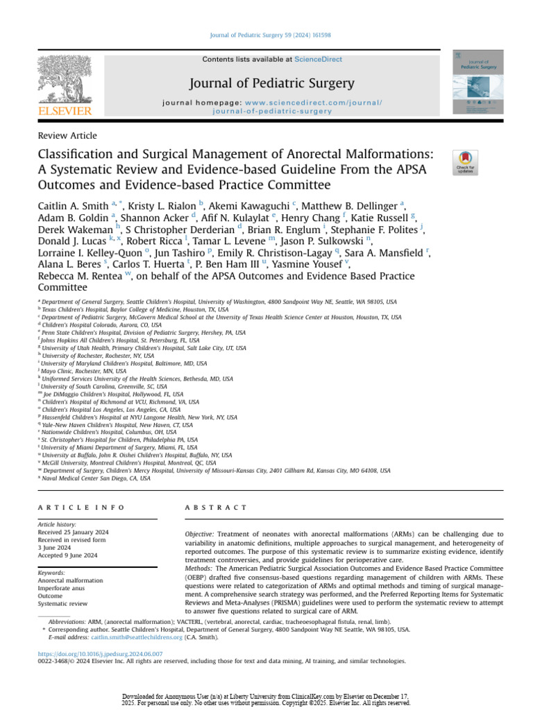 Anorectal Malformations: Surgical Guidelines | PDF | Systematic Review