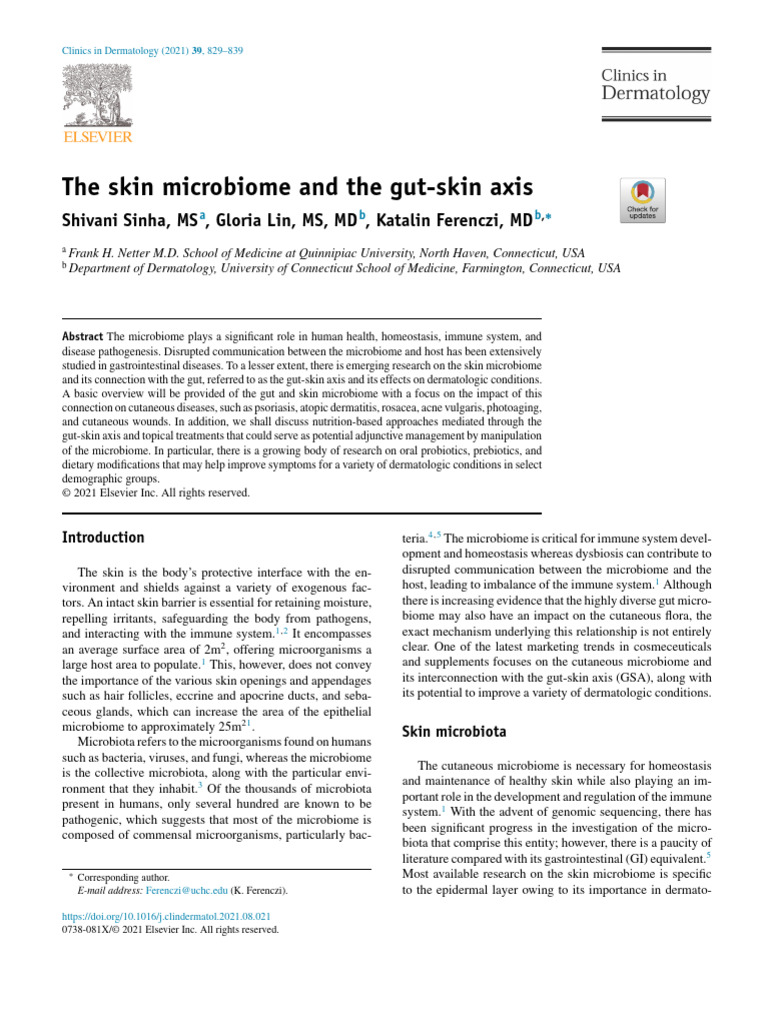 The Skin Microbiome and The Gut-Skin Axis 6108 | PDF | Probiotic | Allergy