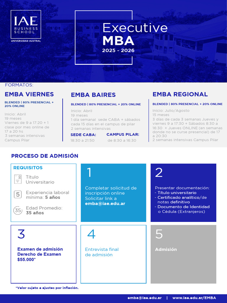 Proceso de Admisión EMBA 2025-2026 | PDF