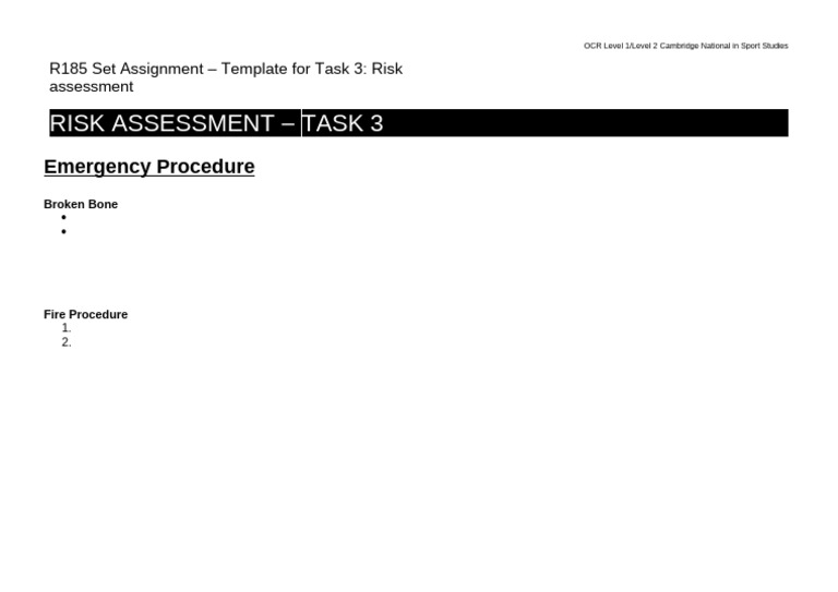 Risk Assessment Template for Sports Studies | PDF