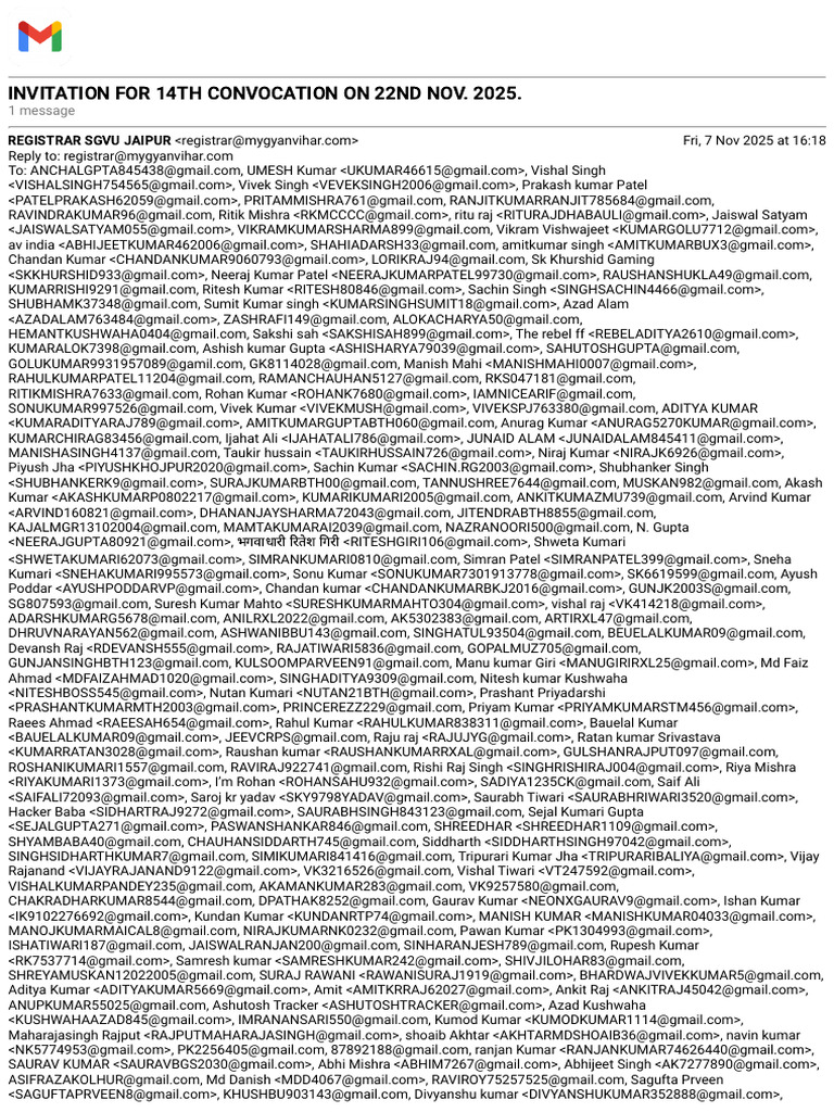 Gmail - INVITATION FOR 14TH CONVOCATION ON 22ND NOV. 2025. | PDF