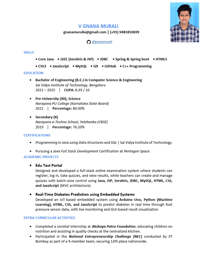 Java Full Stack Developer Resume | PDF