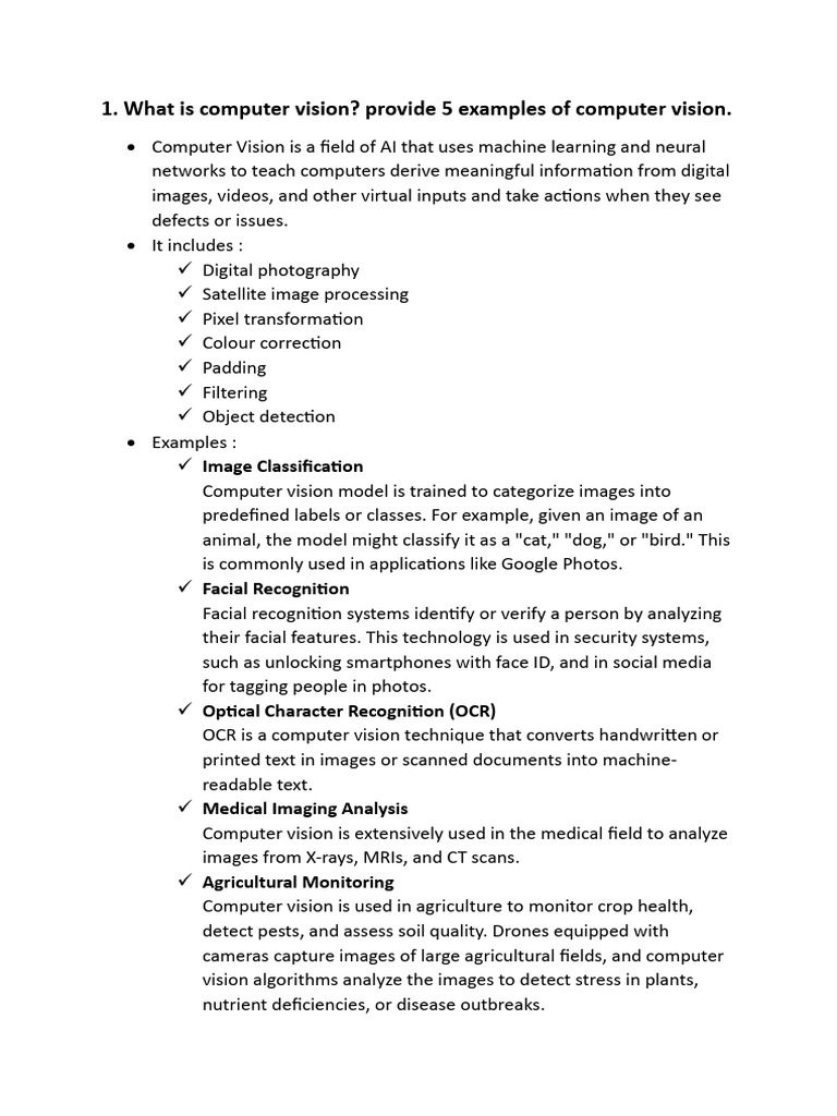 Computer Vision: Key Concepts & Examples | PDF | Charge Coupled Device ...