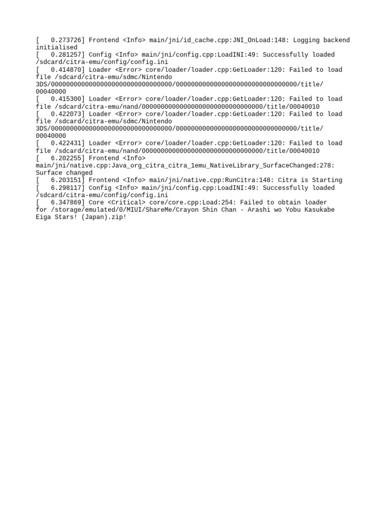 Citra Emulator Load Errors Log | PDF
