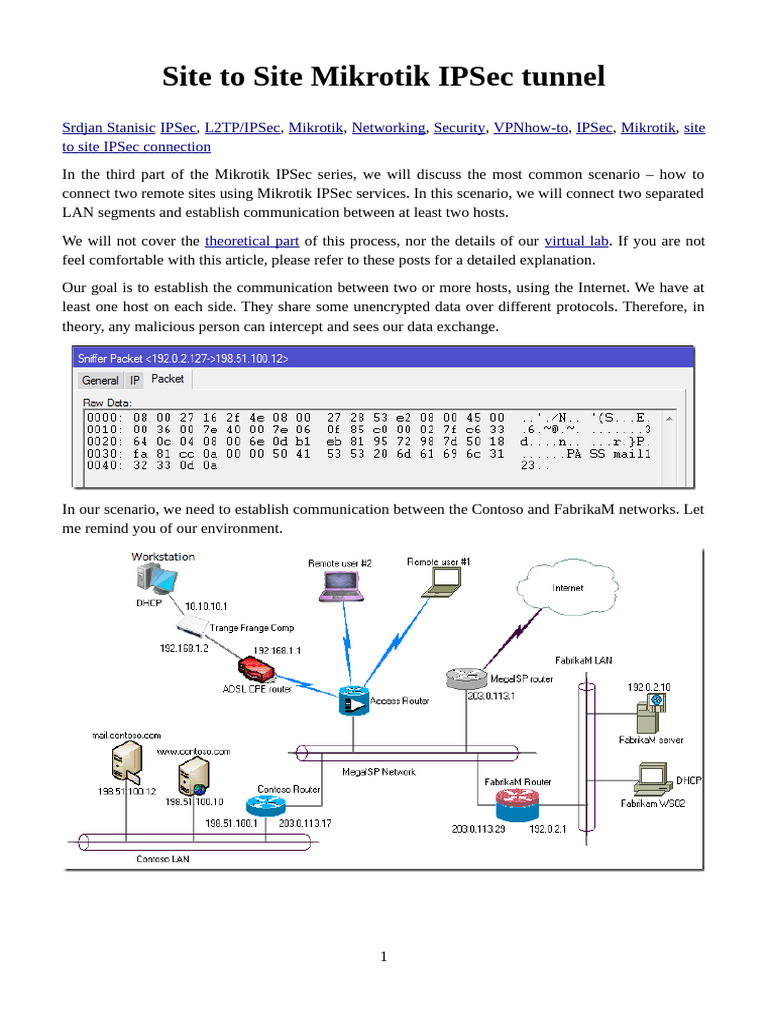 Mikrotik Site-to-Site IPSec Setup Guide | PDF | Router (Computing) | Ip ...