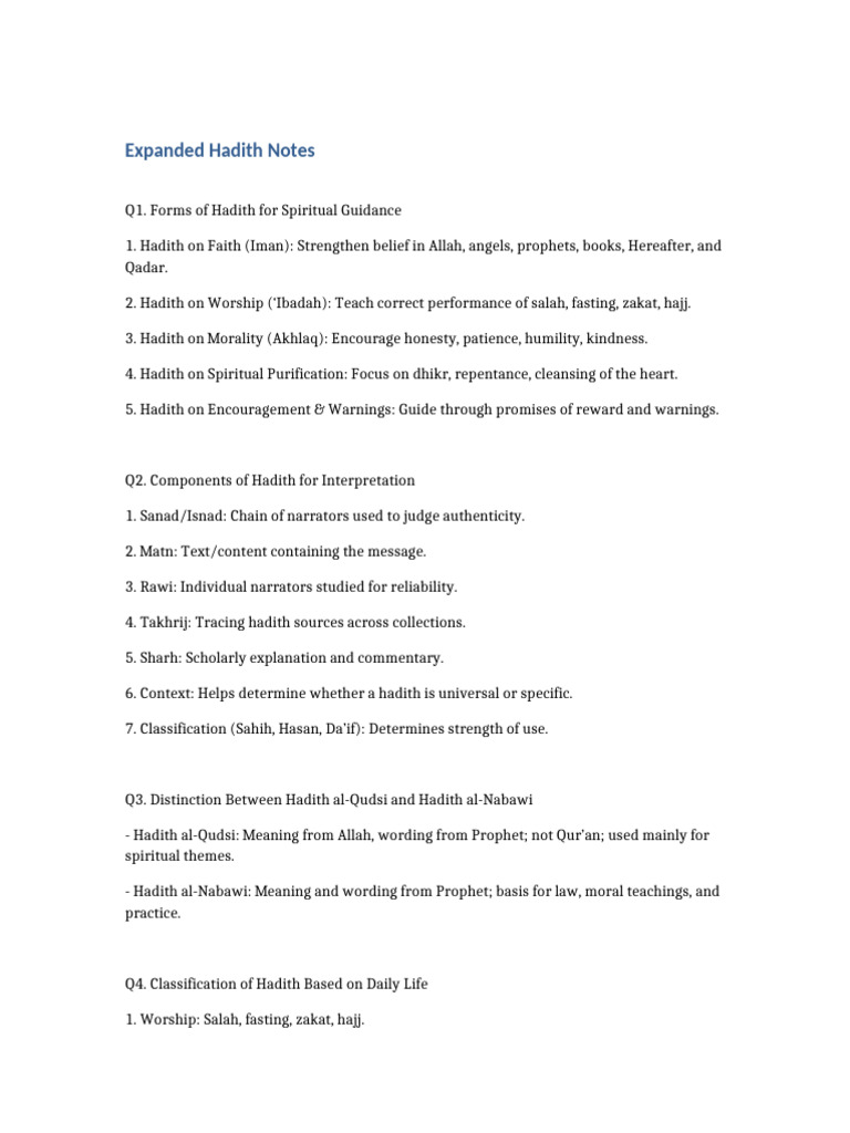 Hadith for Spiritual Guidance & Interpretation | PDF