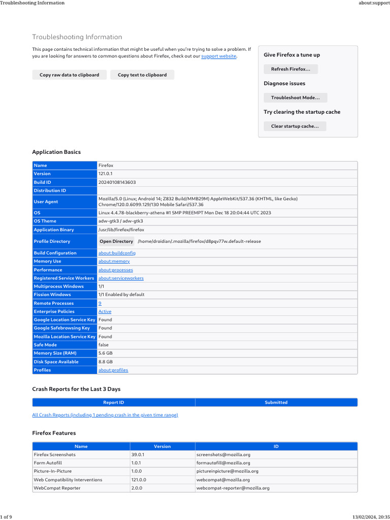 Firefox 121.0.1 Troubleshooting Guide | PDF | Web Gl | Operating System