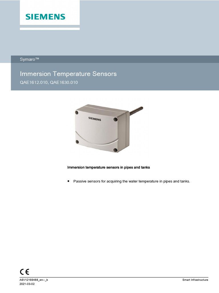 Siemens Immersion Temperature Sensors | PDF | Pump | Temperature