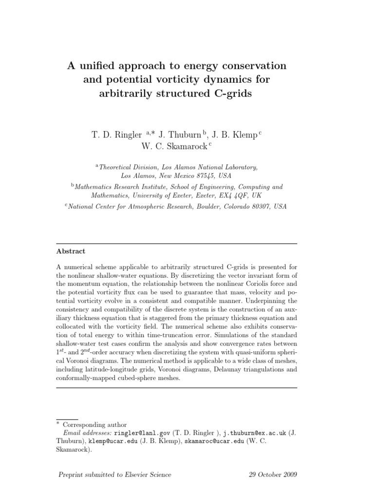 Unified Energy Conservation in C-Grids | PDF | Force | Divergence