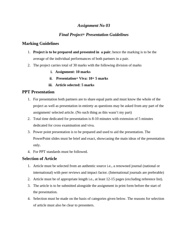 Final Project Presentation Guidelines | PDF | Argument | Microsoft ...