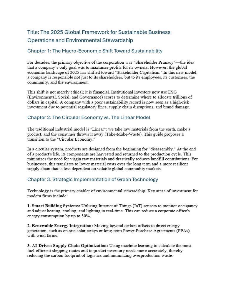 2025 Sustainable Business Framework | PDF | Sustainable Business ...
