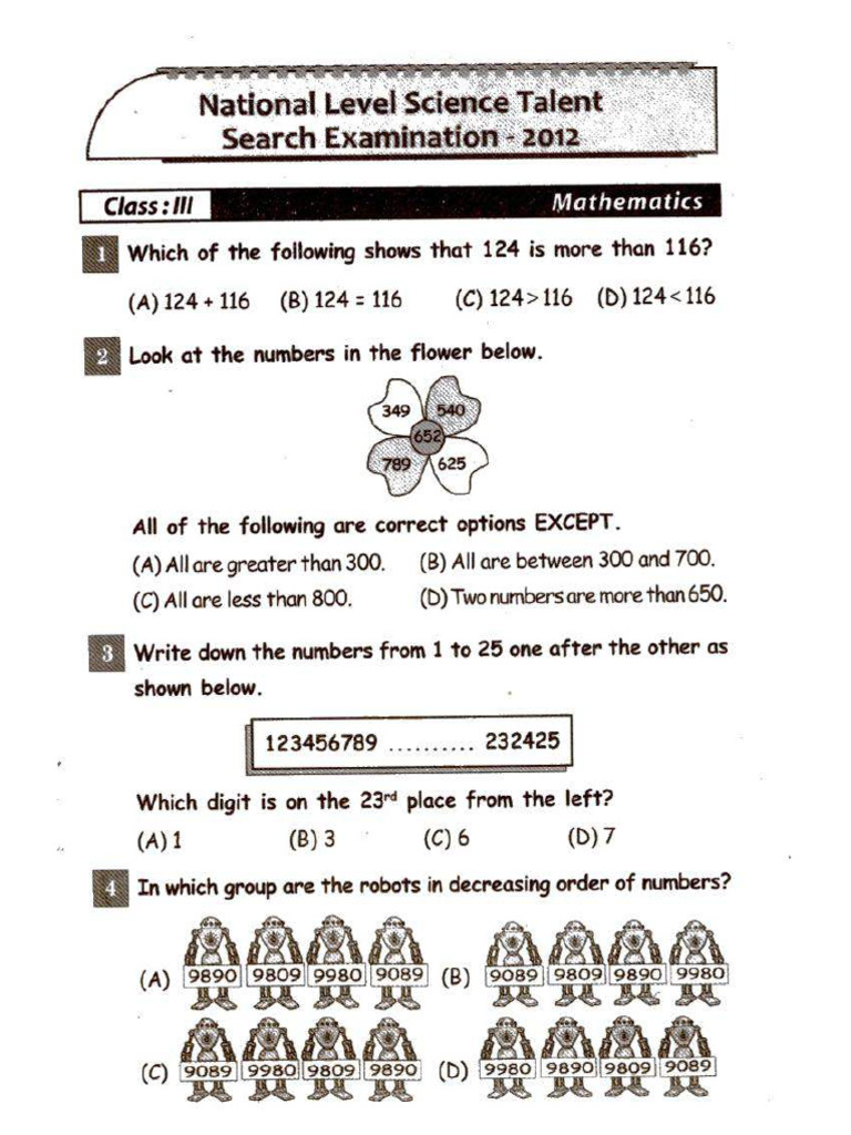 NSTSE Class 3 Solved Paper 2012 | PDF