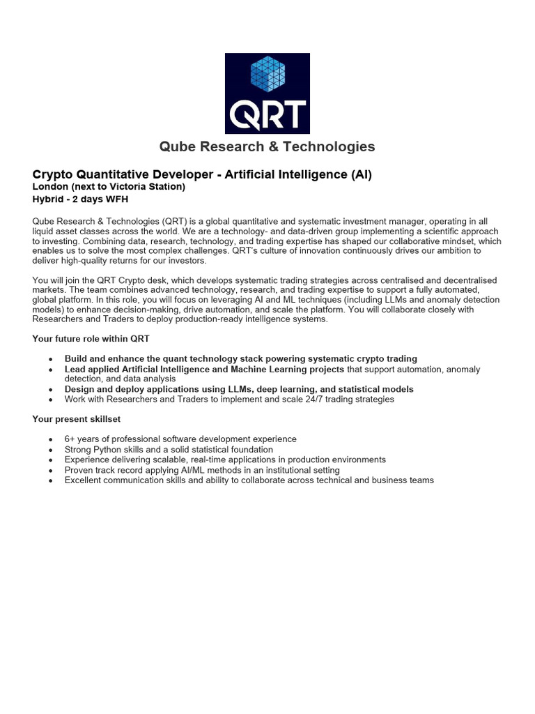 QRT - Quantitative Developer-Artificial Intelligence (AI) | PDF