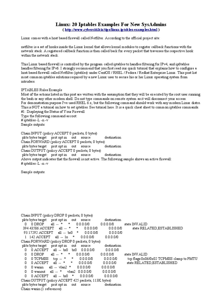 Iptables Commands Cheat Sheet | PDF | Port (Computer Networking) | Ip ...