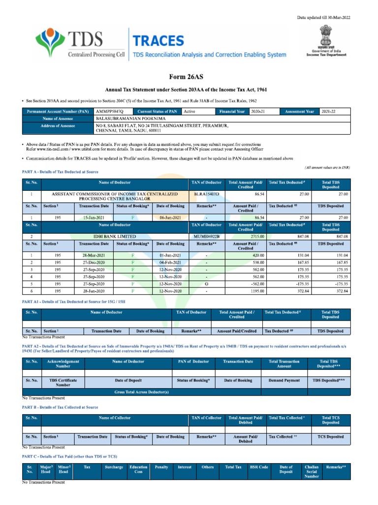 26as - 2021-22 | PDF
